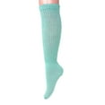 thumbnail image 5 of Long Cotton Lightweight Slouch Socks for Women Shoe Size 5 to 10 6 Pairs (Aqua Green), 5 of 12