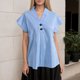 thumbnail image 3 of Camisa holgada con cuello en V para mujer: tejido transpirable, lavable a máquina, ideal para combinar con vaqueros en verano, 3 of 7