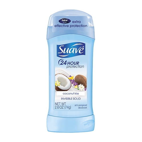 Suave Invisible Solid Antiperspirant Deodorant, Coconut Kiss, 2.6 Oz, 6 Pack