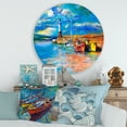 thumbnail image 2 of Designart 'Lighthouse By The Shore In Evening Glow ' Nautical & Coastal Circle Metal Wall Art 29x29 - Disc of 29, 2 of 5