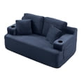 thumbnail image 5 of Boneless Loveseat, 2-Seater Floor Couch with Cup Holders and Side Pockets, Corduroy Fabric No Assembly Sofa for Small Space or Apartment, 66.5 Inch, Blue, 5 of 9