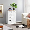 thumbnail image 4 of Wooden Floor Cabinet, Side Storage Organizer with 4 Drawers and 1 Cupboard,  White, 4 of 9
