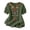 #0016-Army Green, variant on Womens Boho Blouses Short Sleeve Split Neck Colorful Floral Embroidery Ethnic Casual Style Soft Comfortable Everyday Tops Gift