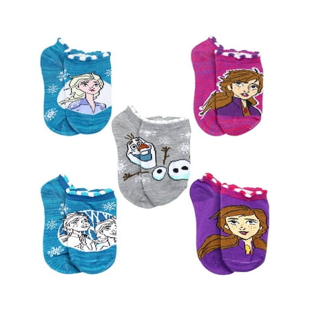 

Disney Frozen 2 Elsa Anna Girls Female Toddler 5 Pack No Show Socks Set F2118GNSZA