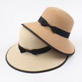 thumbnail image 3 of Elegante sombrero de paja de ala ancha para mujer, protección solar UPF 50+, sombrero de playa con protección UV, 3 of 5