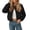Black, variant on Stand Collar Utility Jacket for Women, Full Zip Long Sleeve with Big Pockets, Casual Fall Winter Outerwear, 1 Piece, S-L