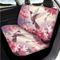 thumbnail image 3 of Uorisanigo Flower Hummingbird 14 Pieces Car Accessories Set with Cars Seat Covers and Steering Wheel Cover Cars Headrest Cover Auto Console Cover Seat Belt Pads Soft Elastic Fit for Car SUV, 3 of 6