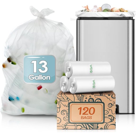 13 Gallon 120 Counts Strong Trash Bags Tall Kitchen Garbage Bags by Teivio, 12 Gallon 13 Gallon 14 Gallon, Multi-Use Bin Liners, Plastic Bags for Home Office Kitchen Yard Industrial, Clear