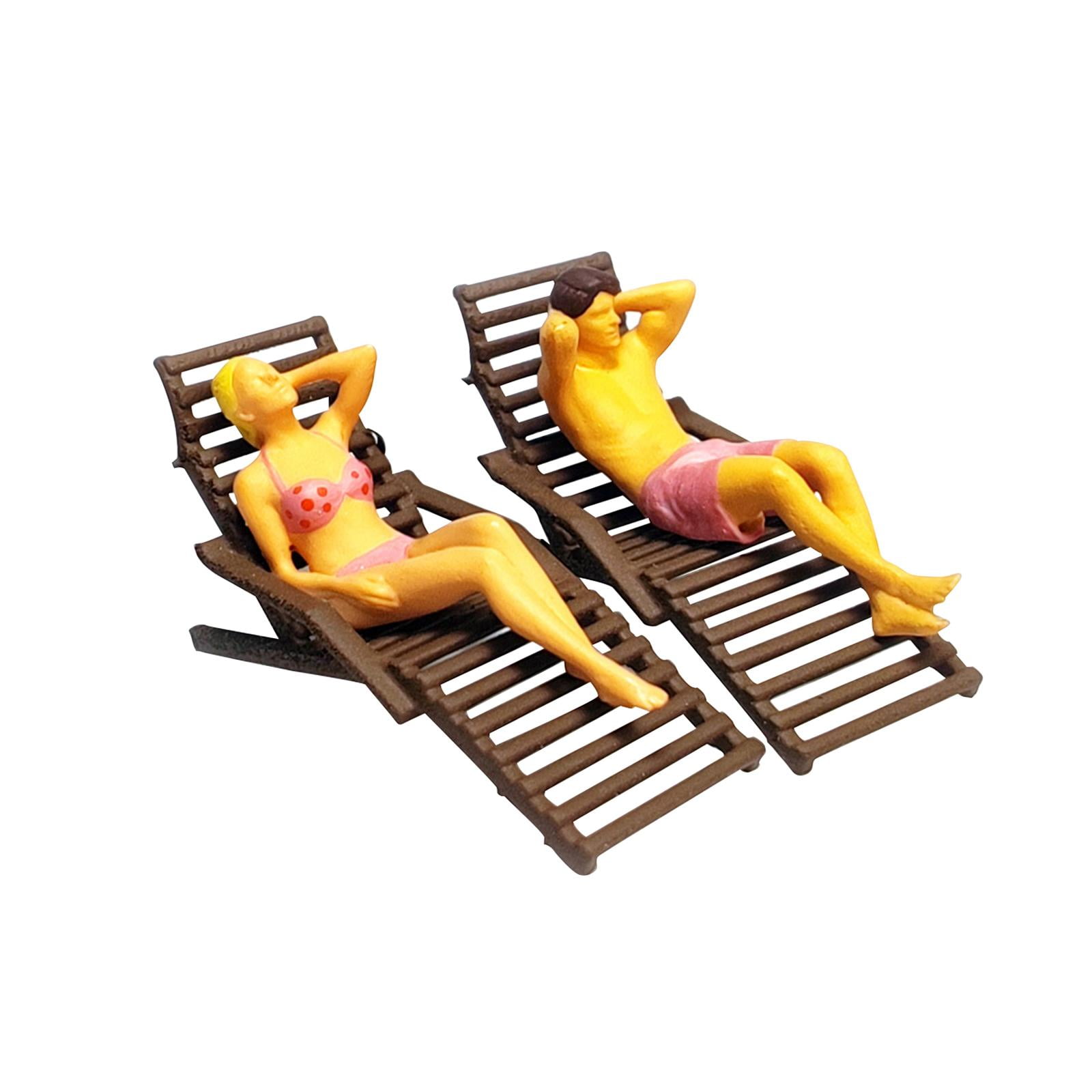 Simulation Beach Couple Set Model Toy Creative Miniature Life Scene for Dioramas Black