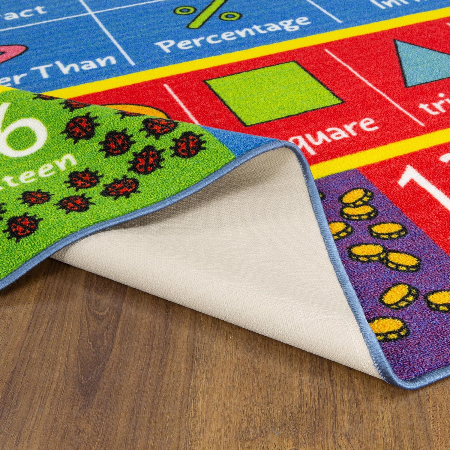 KC Cubs Playtime Collection Math Symbols, Numbers and Shapes Educational Learning & Game Area Rug Carpet for Kids and Children Bedrooms and Playroom