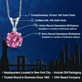 thumbnail image 2 of Gem Stone King 14K White Gold Pink Moissanite and White Diamond Pendant Necklace for Women | 0.82 Cttw | Gemstone Birthstone | Round 6MM | With 18 inch Chain, 2 of 6