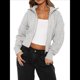thumbnail image 3 of Sudaderas con Cremallera para Mujer, Conjuntos Casuales, Cárdigan, Ropa de Abrigo, Chaquetas de Invierno de Moda, Abrigos. Gris XL, 3 of 8