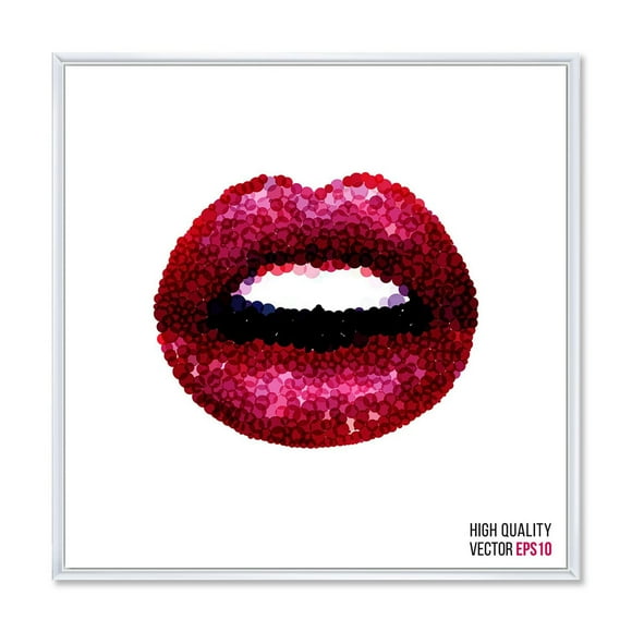 Designart Sexy Red Woman Lips FLOAT FRAME WALL ART