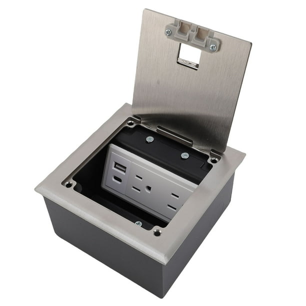 Toma De Piso Empotrada, Elegante Y Moderna De 2 X 3 Clavijas Y Puerto USB A USB C, Toma De Piso A Prueba De Agua Para Espacio De Trabajo O Hogar