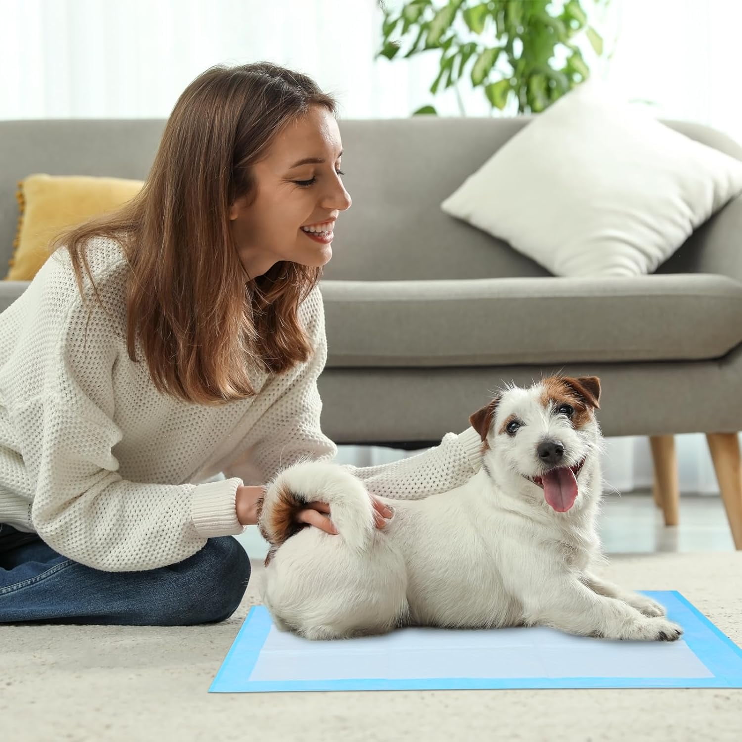 Super-Absorbent Waterproof Dog and Puppy Pet Training Pad, Housebreaking Pet Pad,Blue 23.6"x23.6"