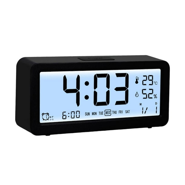 Despertador digital Pantalla de tiempo Función de repetición Cabecera para decoración del hogar Tablero Negro Zulema despertador