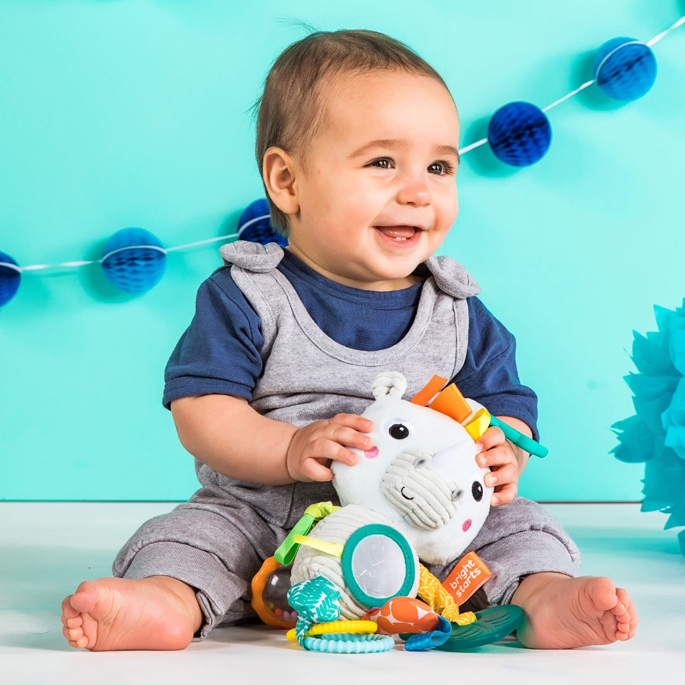 Bright Starts Playful Pals Activity Take-Along Toy - Rhino, Ages Newborn +