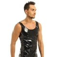 thumbnail image 3 of Men Shiny Leather Tank Top, Glossy PVC Leather, Plus Size 3XL, Male Black Leather Vest, 3 of 6