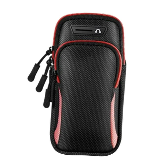 Brassard de Course Multifonctionnel pour Sports de Plein Air Noir Rouge