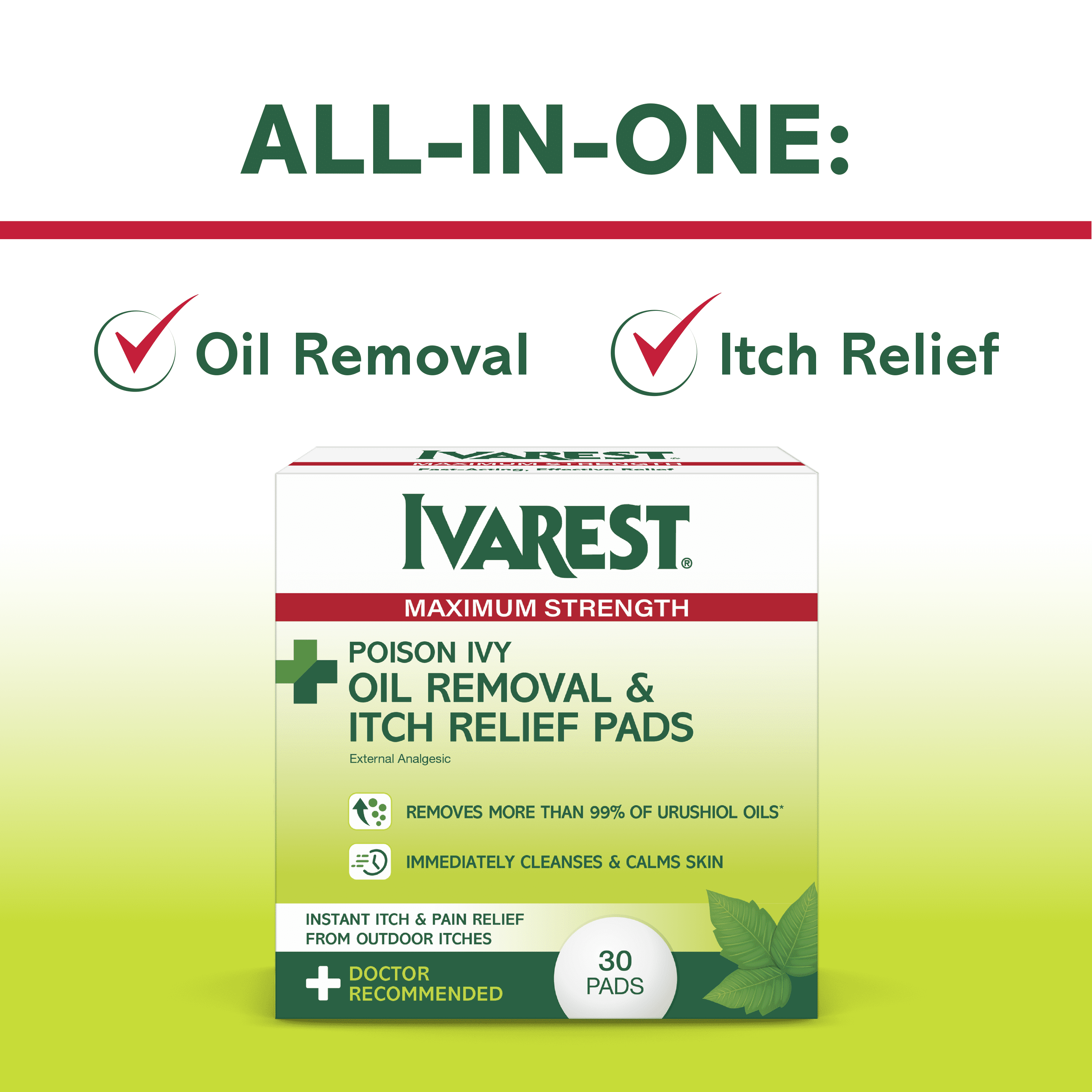(2 pack) Ivarest Poison Ivy Oil Removal & Itch Relief Pads Max Strength Medicated, 30 Pads