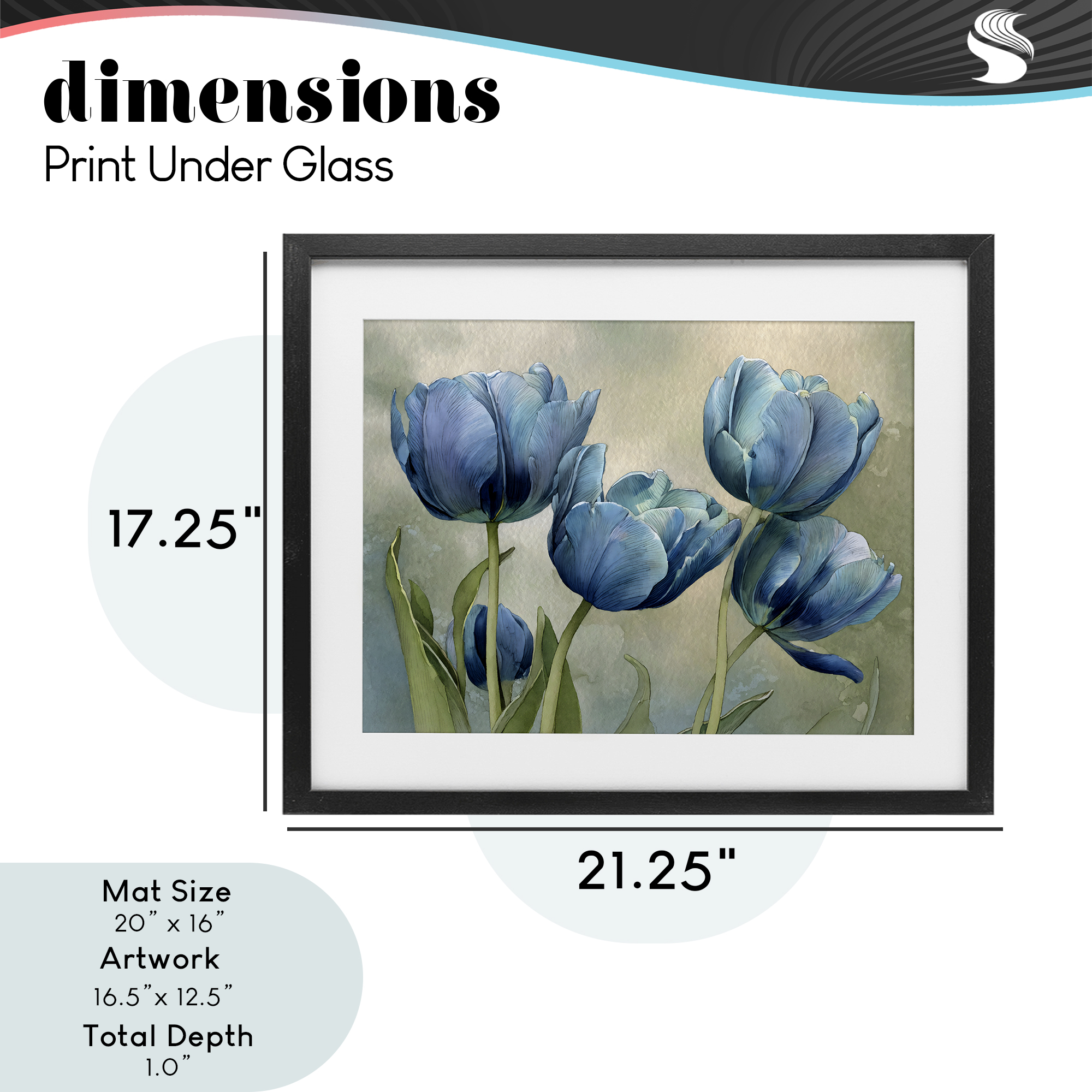 Stupell Industries Drawn Blue Tulip Flowers Black Framed Print Under Glass, design by Franklyn Gregory