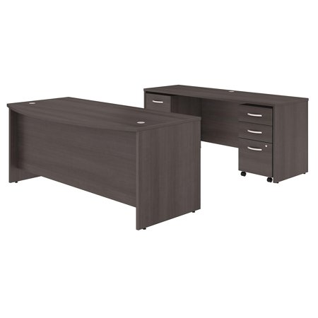 UPC: 0042976071387 | Bush Business Furniture Studio C 72 in. Bow Front Desk and Credenza with Mobile File Cabinets