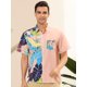 thumbnail image 2 of Lars Amadeus Camisa de patchwork de playa con botones y manga corta con estampado hawaiano para hombre Rosa M Unique Bargains Camisa, 2 of 6