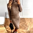 thumbnail image 5 of Vestido de suéter Vestido de punto para mujer Conjunto de dos piezas: suéter de punto y falda de punto midi Conjunto ajustado de 2 piezas Vestido midi Vestido tubo de cuello alto Conjunto, 5 of 5