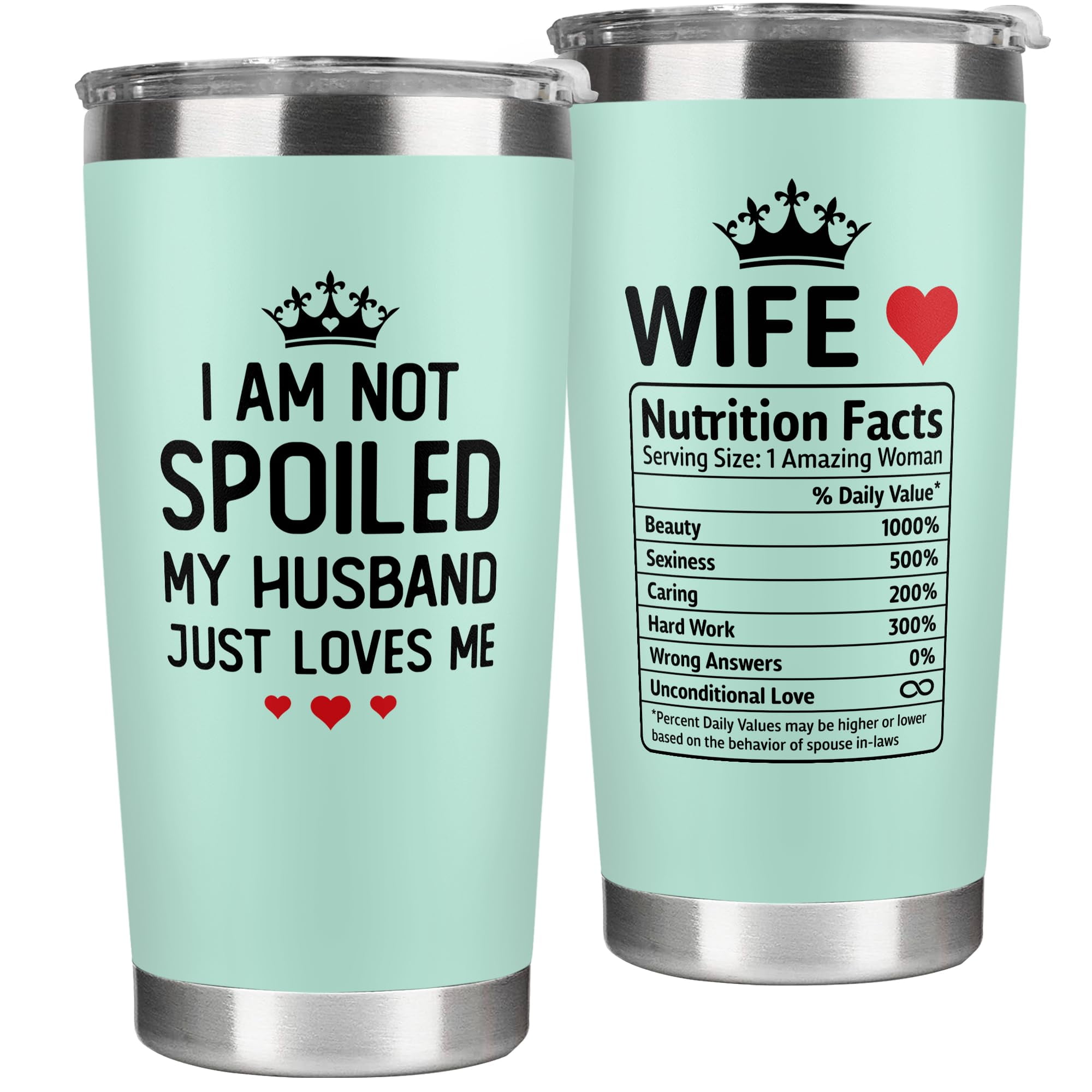 Funny Pipefitter's Wife Tumbler - 20oz Stainless Steel Coffee Cup With Saying 'Not Spoiled, Just Well Taken Care Of'