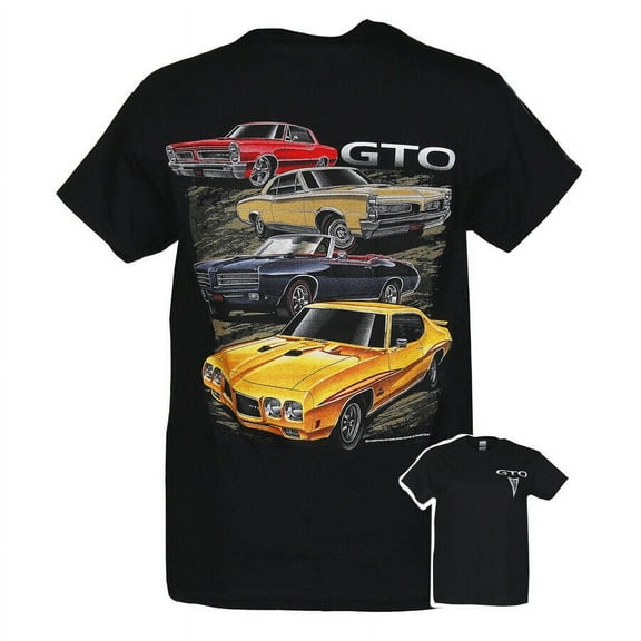 Pontiac GTO Logo Auto Car Graphic Cotton T-Shirt Steel Black Official Licensed (2XL)