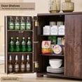 thumbnail image 6 of SinCiDo Kitchen Buffet Sideboard Cabinet, 66" Curved Coffee Bar Storage Cabinet with 4 Doors and Shelves for Kitchen, Dining Room, Brown, 6 of 7