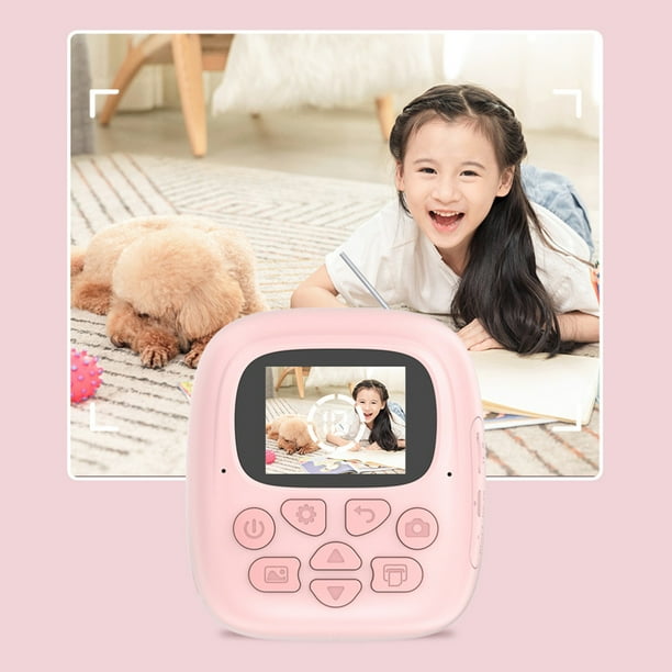 Cámaras digitales, cámara de impresión portátil para niños de 24 megapíxeles de alta definición que puede tomar fotografías y videos Cámara de impresión con lente reversible de 180° frontal y trasera