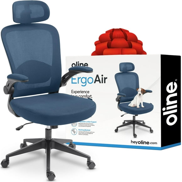 Silla de oficina Oline ErgoAir ergonómica ajustable, lumbar, azul marino