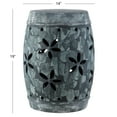 thumbnail image 3 of SAFAVIEH Belna 19" Contemporary Floral Cement Garden Stool, Antiqued Grey, 3 of 6