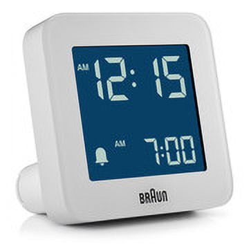 Braun BC09W: Modern White Digital Alarm Clock with Snooze, Negative LCD Display, and Quick Set