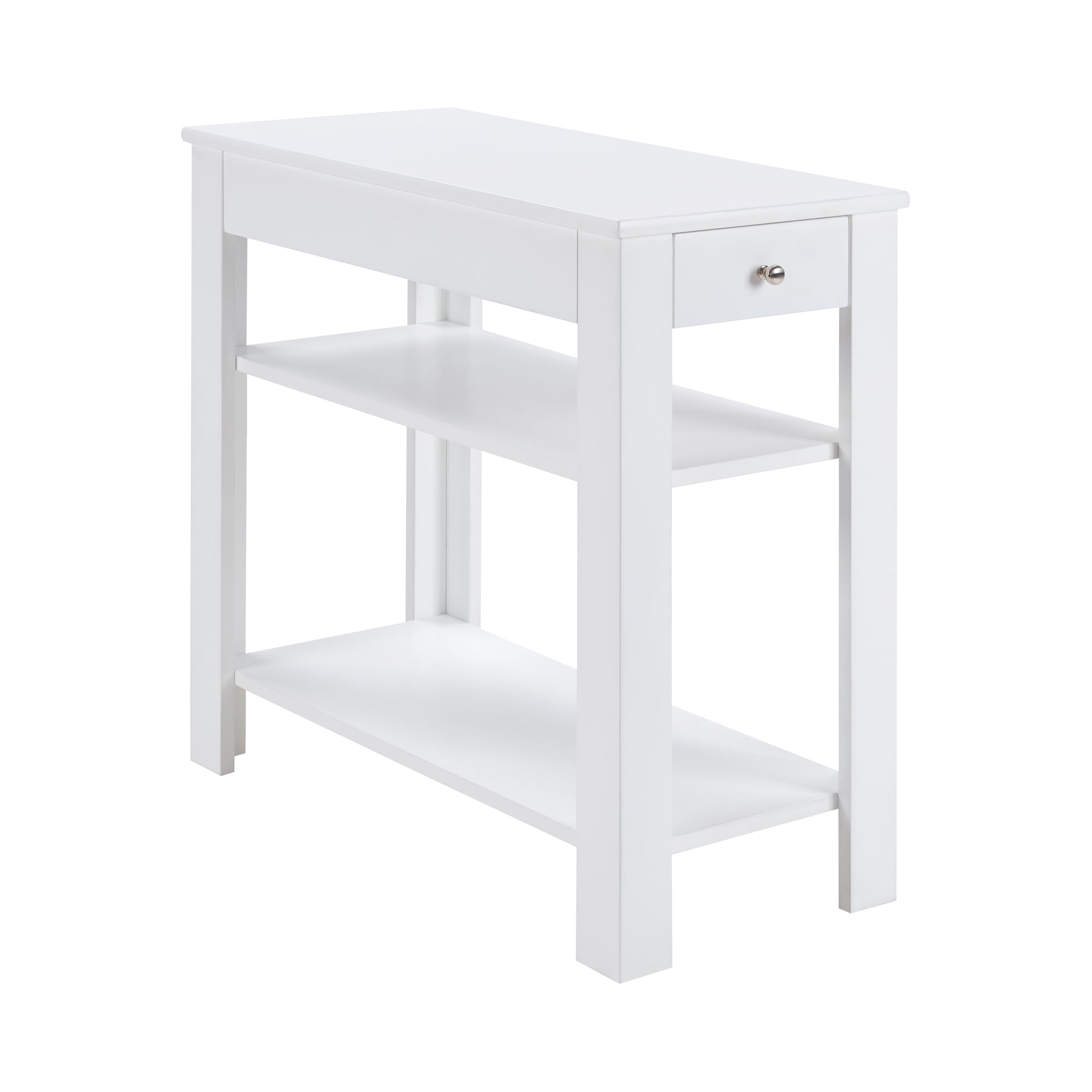 Convenience Concepts Designs2Go Baja 1 Drawer Chairside End Table with Shelves, White
