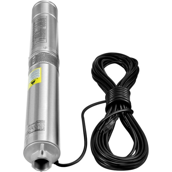 KFFKFF Submersible Pump for Deep Wells, 1HP 115V/60Hz, 37gpm Flow 207ft Head, Comes with 33ft Electric Cord, 4" Stainless Steel Water Pump Ideal for Industrial, Irrigation & Domestic Use