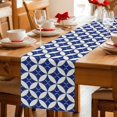 thumbnail image 5 of Retro Rhombus Cotton Linen Table Runner for Dining Kitchen, Morocco Abstract Geometric Art Navy Blue Wedding Outdoor Party Tablerunners, Dresser Scarf Coffee Tablecloth Runners 13x72 Inches, 5 of 9