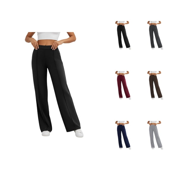 Yoga Pants for Women 2026 Trendy Elastic High Waist Stretch Straight Leg Casual Loose Slacks Work Pants