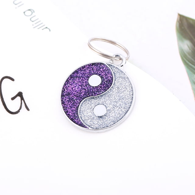 Xihbxyly Placa de Identificación para Mascotas, Diseño de Tai Chi, Colores Brillantes para Joyería, Grabado Personalizable, Accesorios para Perros o Gatos, Información de Dirección y Teléfono, 25 Mm
