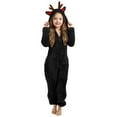 thumbnail image 2 of UACY Fleece Jumpsuit for Girls Fall Winter Zip Up Fuzzy Sherpa Onesie Cute ELK Hooded Plain Furry Warm Soft Outfits ﻿ (Black, 10-11 Years), 2 of 5