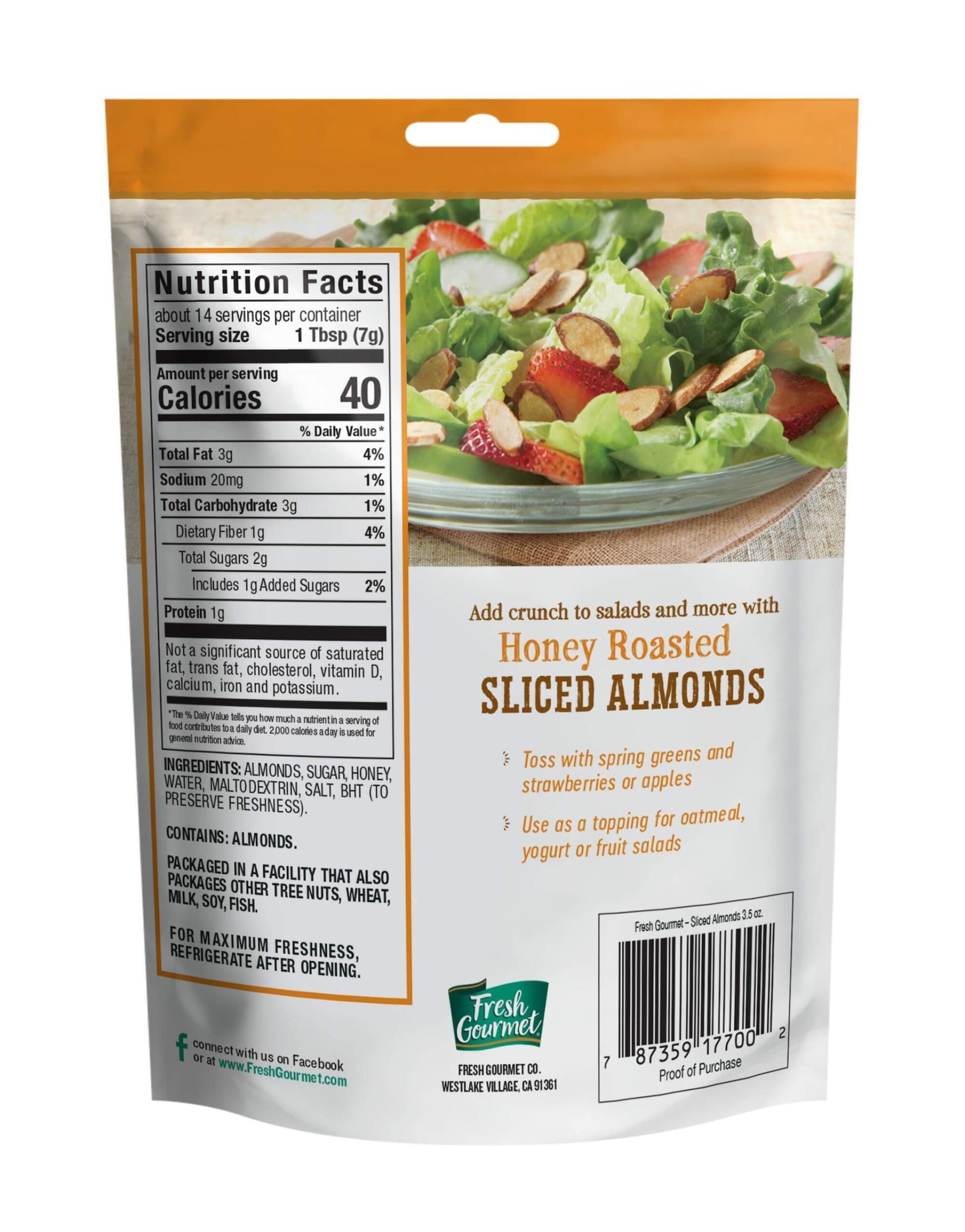 Fresh Gourmet Sliced Almonds, Honey Roasted 3.5 oz (Pack of 48)