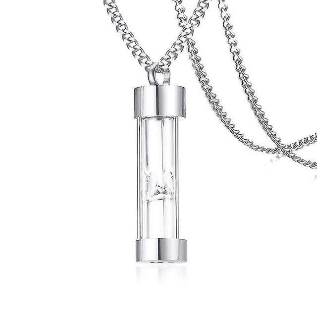 Collar colgante con forma de urna de reloj de arena de acero inoxidable que se puede abrir