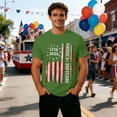 thumbnail image 2 of FINALGANG Mens 250 Years Distressed Vintage USA Flag Print Short Sleeve Crewneck Tee Casual Patriotic T Shirt For 4th Of July Independence Day Wear Green M, 2 of 4