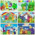 thumbnail image 2 of Number Birthday Backdrop Happy Birthday Number Party Decorations Cake Table Banner Photo Studio Props, 2 of 4