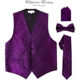 thumbnail image 3 of Vittorio Farina Men's Woven Paisley Vest, Necktie, Bow Tie and Pocket Square Set (Black Back), 3 of 35