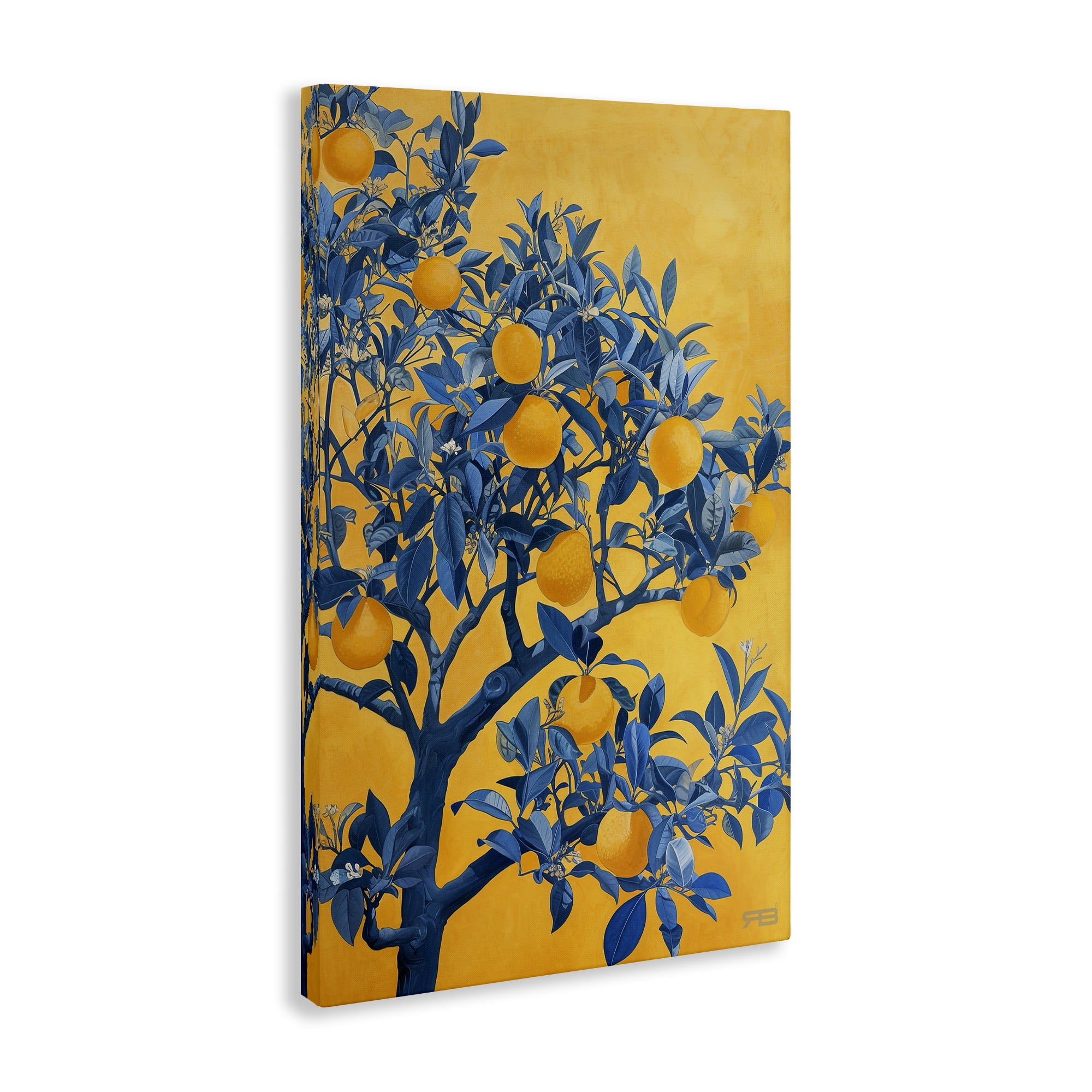 Stupell Industries Lemon Tree on Orange Food & Beverage Painting Wrapped Canvas Art Print Wall Art, 24 x 36