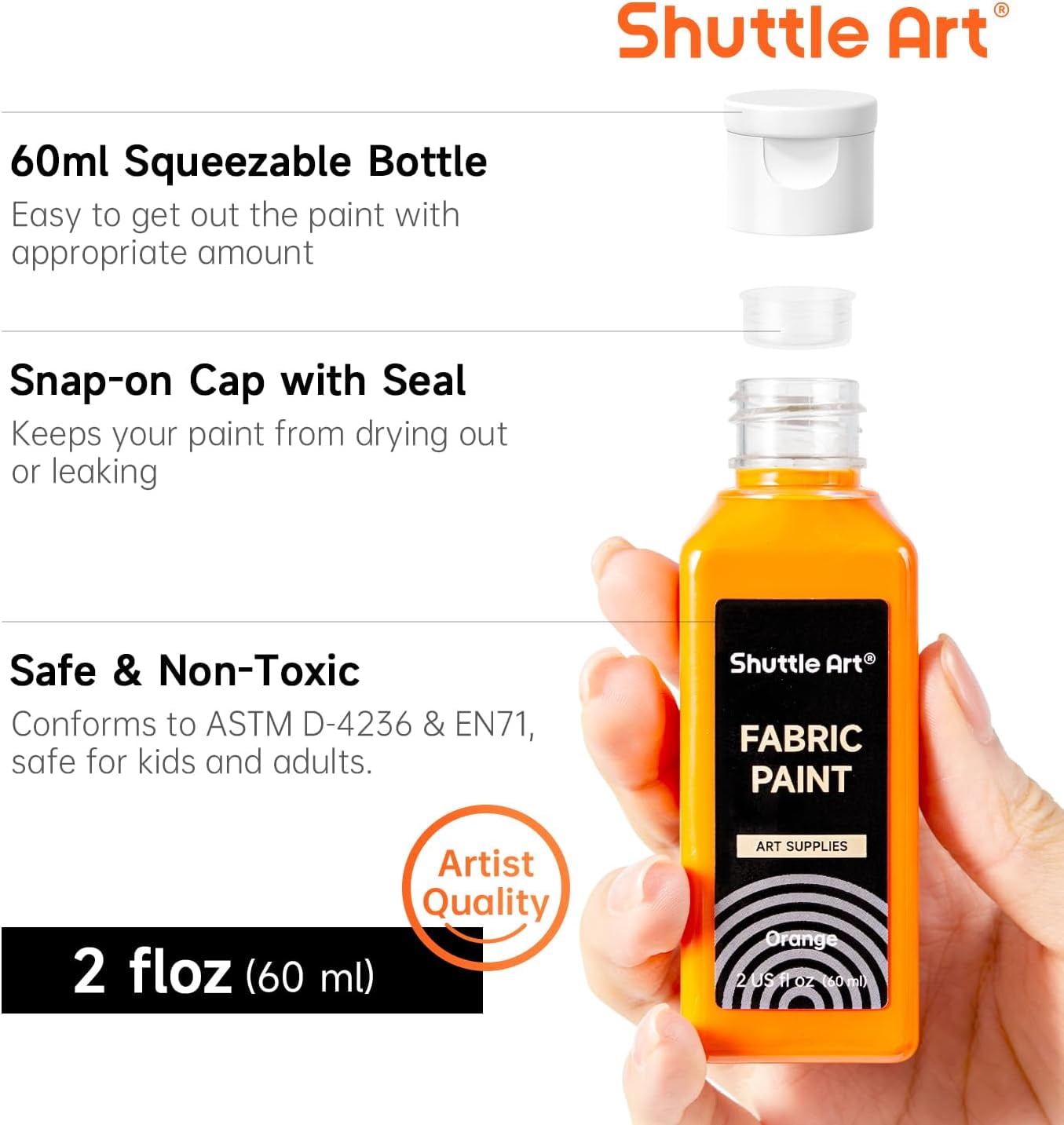 Fabric Paint 24 Colors Permanent Soft Fabric Paint in Bottles (60ml/2oz) with Brushes &Stencils, Non-Toxic Textile Paint for T-Shirts, Shoes, Jeans, Bags, DIY Projects & Crafts