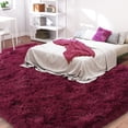 thumbnail image 3 of ZENELESS Fluffy Rugs,6x9ft Wine Red Solid Shag Collection Carpet Perfect for Dining Room, Bedroom, 3 of 8