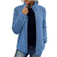 thumbnail image 2 of Yokua Women's Winter Fleece Jacket Plush Faux Fur Zipper Long Sleeve Stand Collar Coat with Pockets, 2 of 8